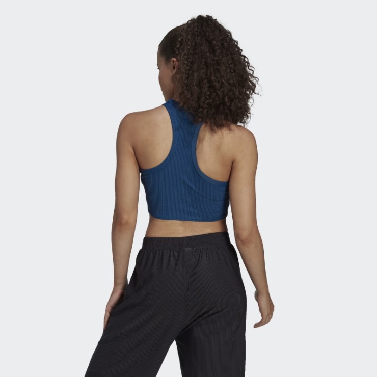 Camiseta Sin Mangas Acanalada Envuelta Yoga Studio Marino Adidas