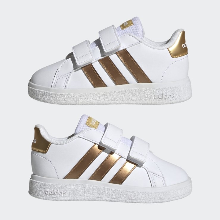 Adidas Grand Court Calzado Deportivo Con Velcro Y Estilo De Vida Sostenible Blanco Adidas