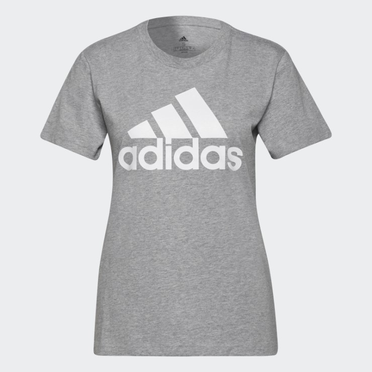Camiseta Adidas Essentials Gris Medio Con Logo