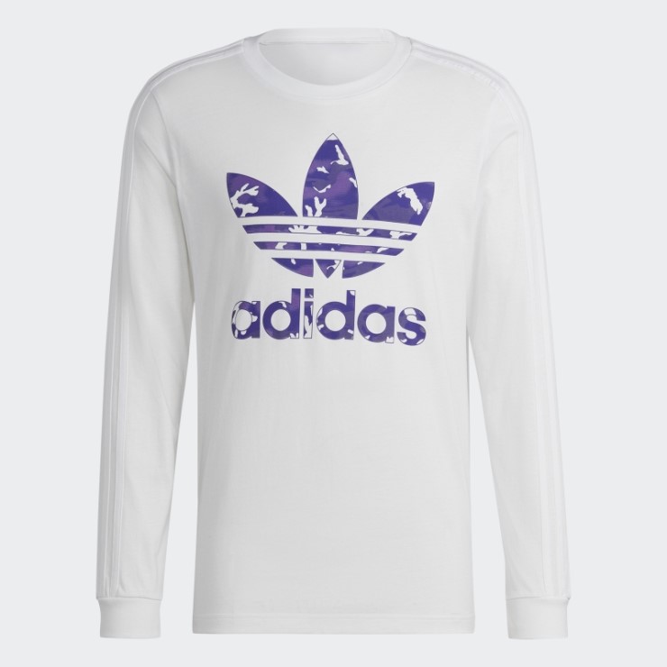 Camiseta De Manga Larga Con Rayas De Camuflaje Y Gráficos Blancos De Adidas