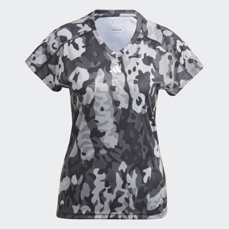 Camiseta Negra Con Estampado Floral Con Cuello En V Y Detalles Mínimos Aeroready Train Essentials Adidas